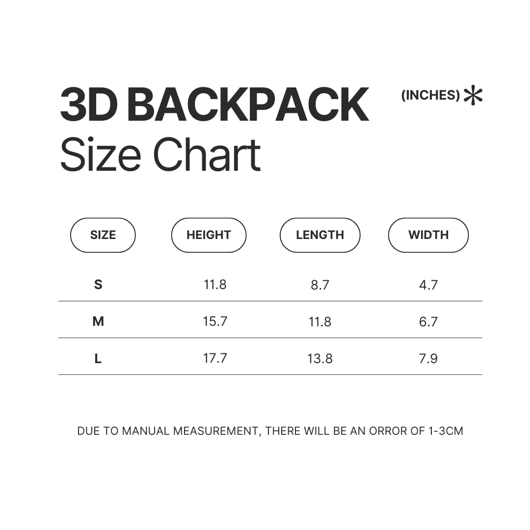 3D Backpack Size Chart - Witch Hat Atelier Merch