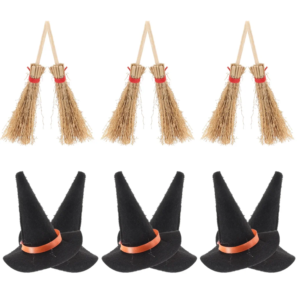 Witch Hat Miniature Broom Hats DIY Accessories Figure - Image 3
