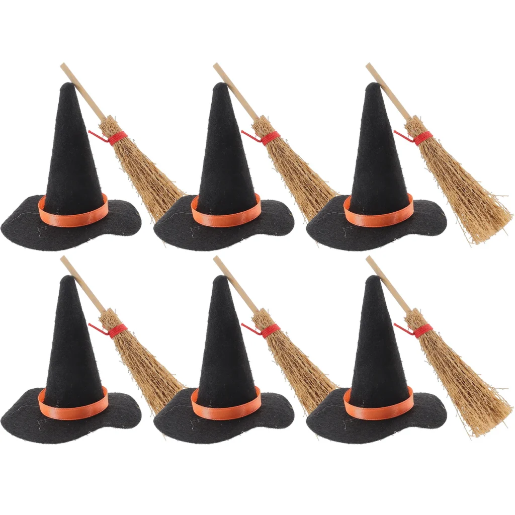 Witch Hat Miniature Broom Hats DIY Accessories Figure - Image 4