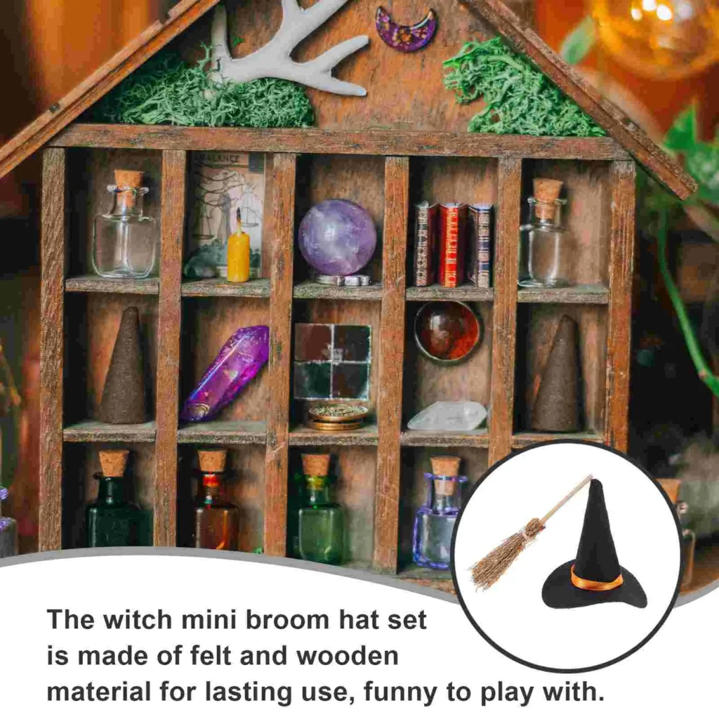 Witch Hat Small Hats for Crafts Cake Decor Tiny Broom - Image 6