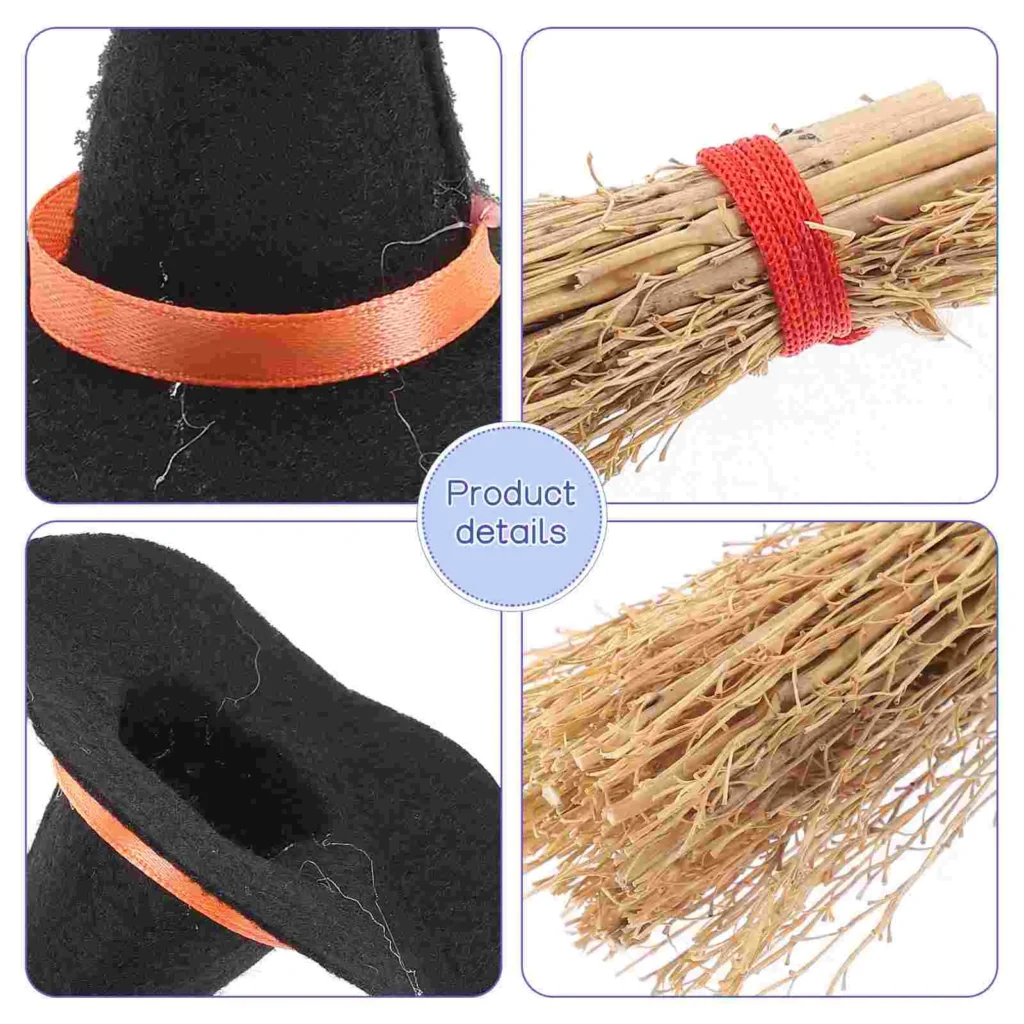 Witch Hat Miniature Broom Hats DIY Accessories Figure - Image 2