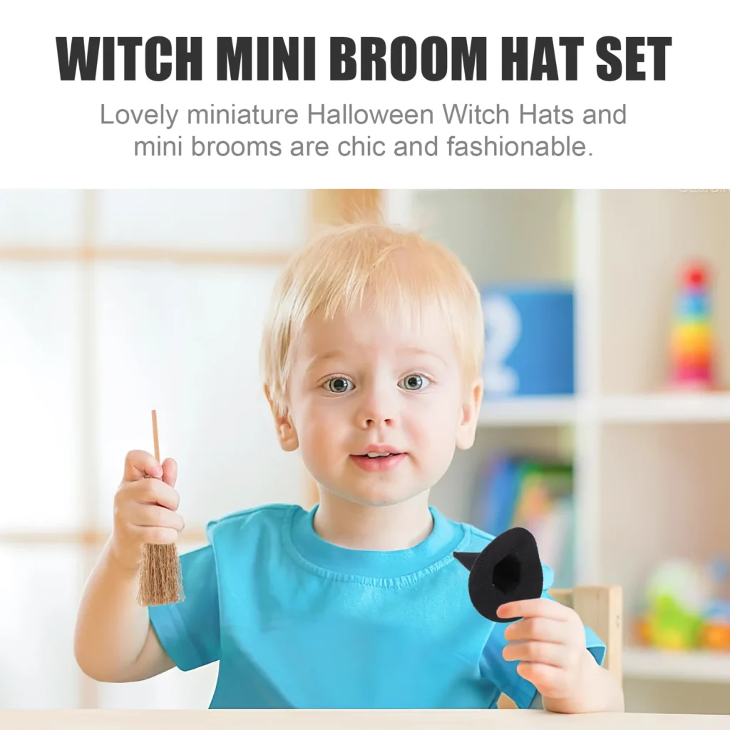 Witch Hat Small Hats for Crafts Cake Decor Tiny Broom - Image 5
