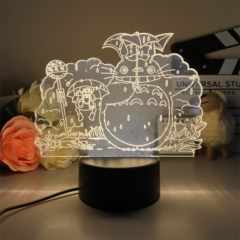 3D Led Lamp Spirited Away No Face Man Totoro Action Figure Nightlight Cute Room Decor Light 6 - Witch Hat Atelier Merch